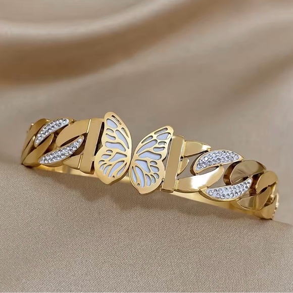 Undefined Jewelry - Chunky Butterfly Stainless Steel Bangle Bracelet New